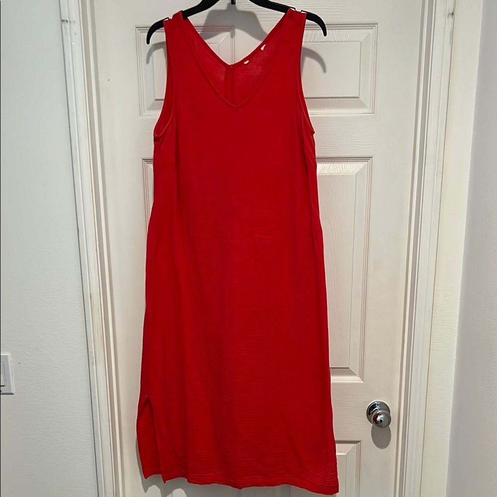 Vibrant Red Sleeveless Midi Dress